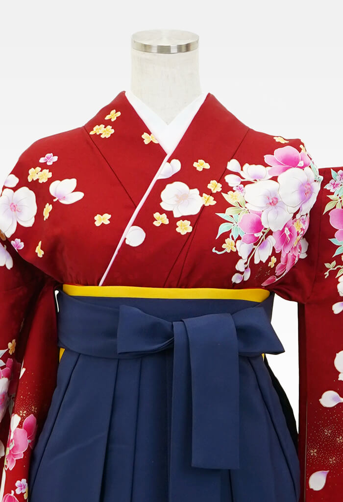 着物 エンジ胡蝶蘭 袴 コン 27 500円で安心 安全 卒業式袴のフルセットネットレンタル 袴コレクション