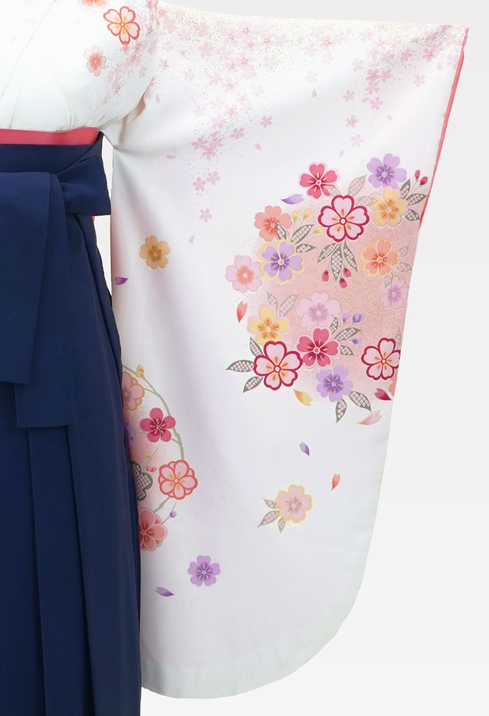 【卒業式袴レンタル/人気/安い/先生/通販レンタル】シンプル上品かわいい（オシャレ)　白/ピンク/紺   AA9250_KON006