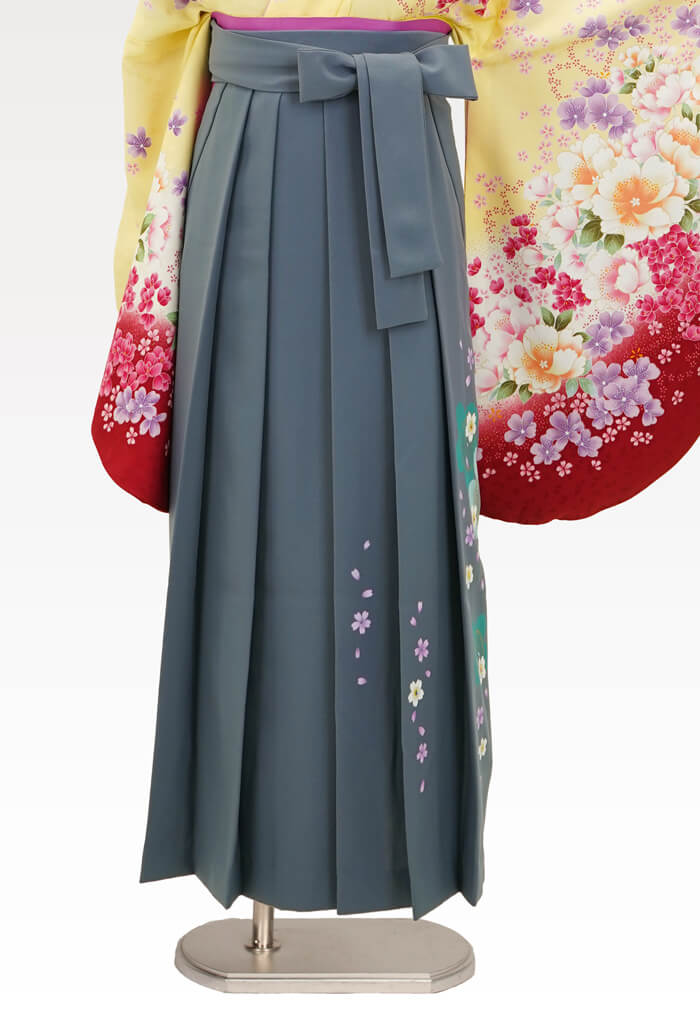 【卒業式袴レンタル/人気/安い/大学生/通販レンタル】古典かわいい華やか桜（オシャレ)　黄色/グレー  AA9278_KNY207